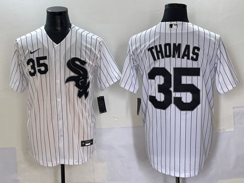 Men 2025 Chicago White Sox #35 Thomas White Stripe Game Nike MLB Jersey style 8->chicago white sox->MLB Jersey